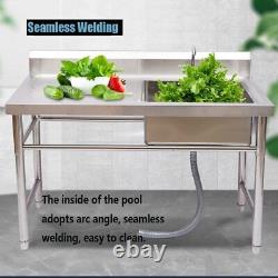 Commercial Kitchen Sink Prep Table With Faucet Stainless Steel Single Compartment