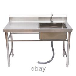 Commercial Kitchen Sink Prep Table With Faucet Stainless Steel Single Compartment