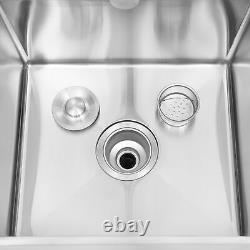 Commercial Kitchen Sink Prep Table with Faucet 1 Compartment 304 Stainless Steel