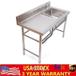 Commercial Kitchen Sink Prep Table with Faucet Single Compartment Stainless Steel