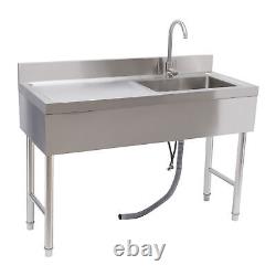 Commercial Kitchen Sink Prep Table with Faucet Stainless Steel Single Compartment