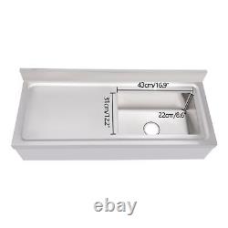 Commercial Kitchen Sink Prep Table with Faucet Stainless Steel Single Compartment