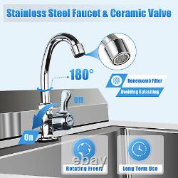 Commercial Kitchen Sink Prep Table with Faucet Stainless Steel Single Compartment