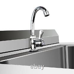 Commercial Kitchen Sink Prep Table with Faucet Stainless Steel Single Compartment