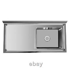 Commercial Kitchen Sink Prep Table with Faucet Stainless Steel Single Compartment