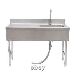 Commercial Kitchen Sink Prep Table with Faucet Stainless Steel Single Compartment