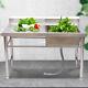 Commercial Kitchen Sink Prep Table Withfaucet Single Compartment Stainless Steel