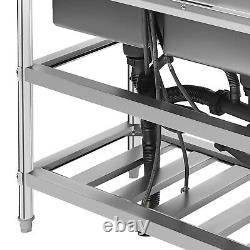 Commercial Kitchen Sink Prep Table withFaucet Stainless Steel 2 Compartment +Shelf