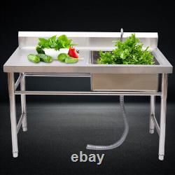 Commercial Kitchen Sink Prep Table withFaucet Stainless Steel Single Compartment