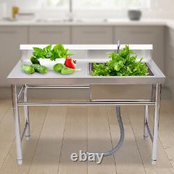 Commercial Kitchen Sink Stainless Steel Restaurant Sink 1/2 Compartment with Tap