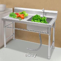 Commercial Kitchen Sink Stainless Steel Restaurant Sink 1/2 Compartment with Tap