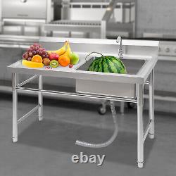 Commercial Kitchen Sink Stainless Steel Restaurant Sink 1/2 Compartment with Tap