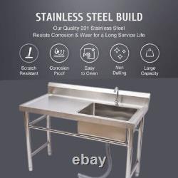 Commercial Kitchen Sink Stainless-Steel Restaurant Sink Drain Board With Tap