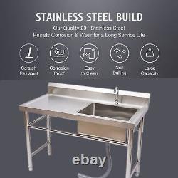 Commercial Kitchen Sink Stainless Steel Restaurant Sink Drain Board With Tap