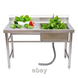 Commercial Kitchen Sink Stainless-Steel Restaurant Sink Drain Board With Tap