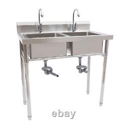 Commercial Kitchen Sink Stainless Steel Utility Prep Skin 1/2 Bowl & Drainboard