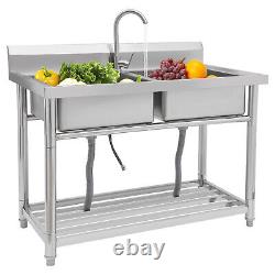 Commercial Kitchen Stainless Steel Sinks Splash-proof Triple Bowl Wash Basin