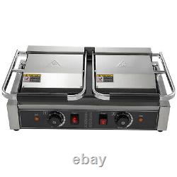 Commercial Panini Press Grill Electric Grill Griddle 3600W Double Grooved Plates