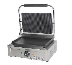 Commercial Panini Press Toaster Electric Sandwich Maker Machine Ribbed Top Grill