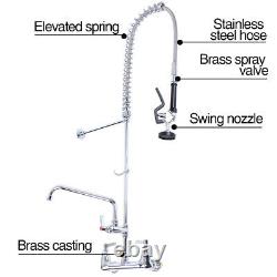 Commercial Pre-rinse Wall Mount Faucet Kitchen Restaurant Wash Pull Down Faucet