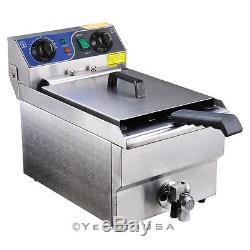 Commercial Restaurant Electric 10L Deep Fryer with Timer and Drain Stainless Steel