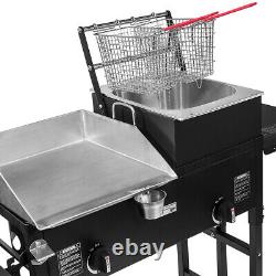Commercial Restaurant Gas Grill with2 Deep Fryer Heavy Duty Countertop Grill Food