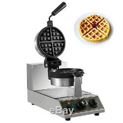 Commercial Round Waffle Maker Belgian Nonstick Rotated 1100W Electric 110V Steel