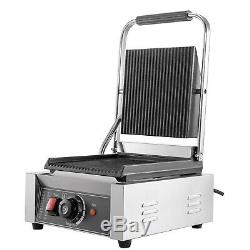 Commercial Sandwich Press Grill Griddle Panini Maker Grooved Steak NonStick1800W