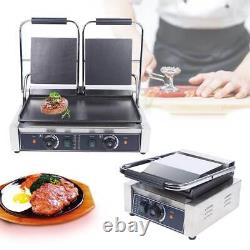 Commercial Sandwich Press Grill Griddle Panini Maker Smooth Flat Surface SteakUS