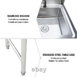Commercial Sink Kit Stainless Steel Kitchen Utility Sink With Faucet 23.62 Wide