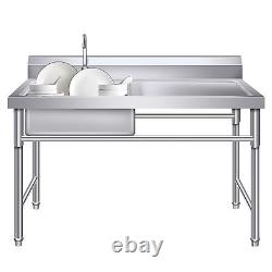 Commercial Sink Stainless Steel Kitchen Utility Sink + Prep Table 39.3 X 31.4