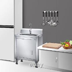 Commercial Sink Stainless Steel Kitchen Utility Sink+Sink cabinet 31.5X 19.7