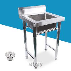 Commercial Sink Stainless Steel Tub Mop Sink With Legs Cafe Laundry Trough 20'