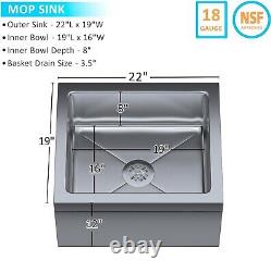 Commercial Stainless Steel Floor Mop Sink 19 x 22 x 12