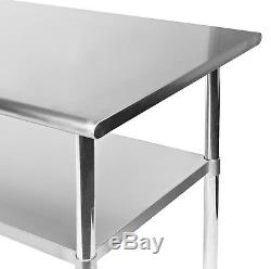 Commercial Stainless Steel Kitchen Food Prep Work Table with 4 Casters 24 x 72