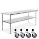 Commercial Stainless Steel Kitchen Food Prep Work Table With 4 Casters 30 X 72