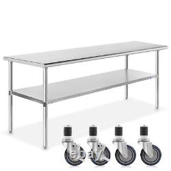 Commercial Stainless Steel Kitchen Food Prep Work Table with 4 Casters 30 x 72
