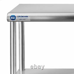 Commercial Stainless Steel Kitchen Prep Table Wide Double Overshelf 12 x 48