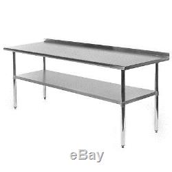 Commercial Stainless Steel Kitchen Prep Work Table with Backsplash 30 x 72