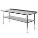 Commercial Stainless Steel Kitchen Prep Work Table With Backsplash 30 X 72