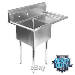 Commercial Stainless Steel Kitchen Utility Sink with Drainboard 39 wide