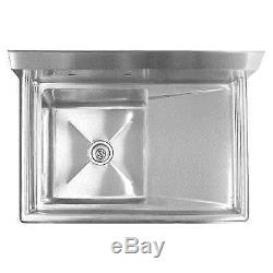 Commercial Stainless Steel Kitchen Utility Sink with Drainboard 39 wide