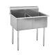 Commercial Stainless Steel Kitchen And Utility Two Compartment Sink 39x24.5