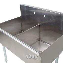 Commercial Stainless Steel Kitchen and Utility Two Compartment Sink 39x24.5