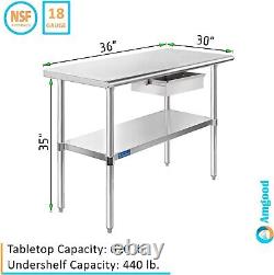 Commercial Stainless Steel Metal Work Table with Drawer