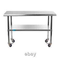 Commercial Stainless Steel Prep & Work Table 18x60 with Casters & Shelf