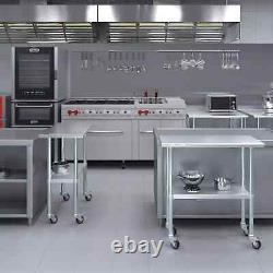 Commercial Stainless Steel Prep Work Table 30x48 with Casters & Shelf