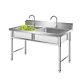 Commercial Stainless Steel Sink Anti-rust Double-bowl Utility Sinks Brand New