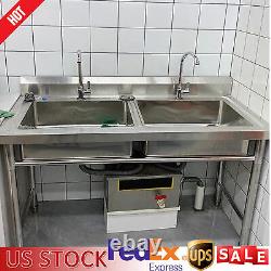 Commercial Stainless Steel Sink Anti-Rust Double-Bowl Utility Sinks Brand New