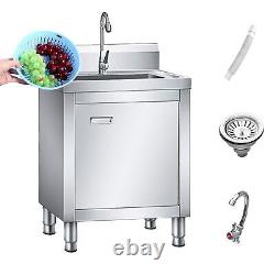 Commercial Stainless Steel Sink Cabinet, Freestanding Kitchen Dishwashing Sink